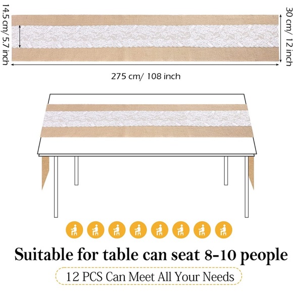 Burlap and lace table runner - Picture 5 of 7